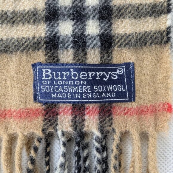 Burberry's Cashmere & Wool Check Scarf Beige – Unisex – Warm Designer Fashion - Picture 2 of 7